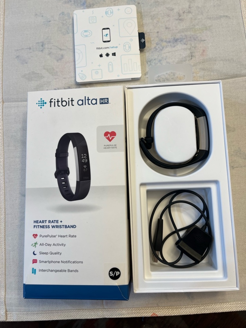 fitbit Alta HR Black Fitness Tracker with Charger